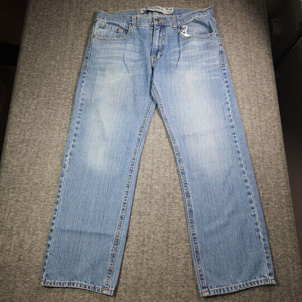 Avirex Jeans Mens 36x32 Wide Leg Baggy Streetwear Embroidered Back Pockets Y2K
